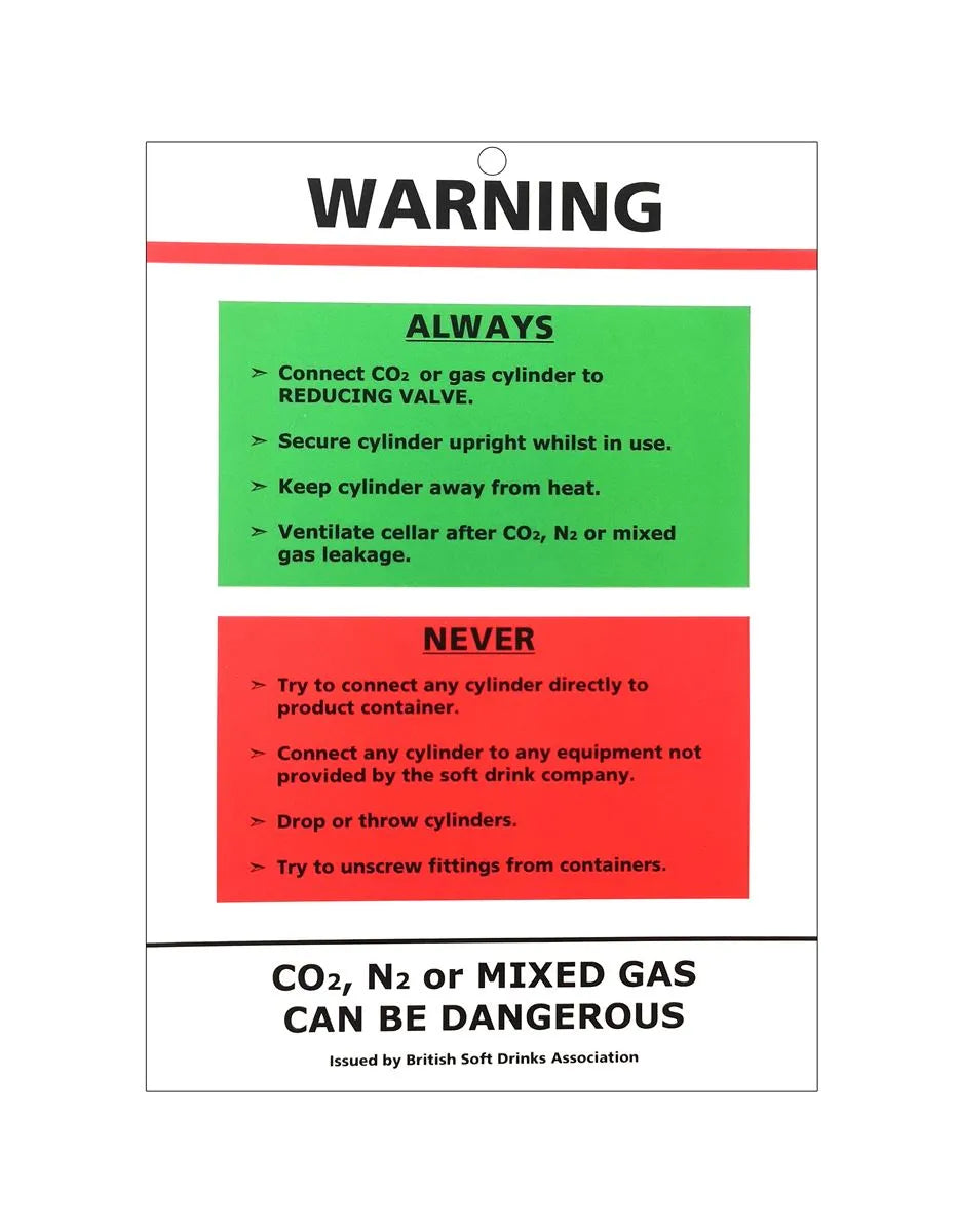 CO2 WARNING CARD – Booth Dispensers